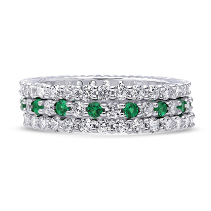 Pave CZ Eternity Ring Set in Sterling Silver