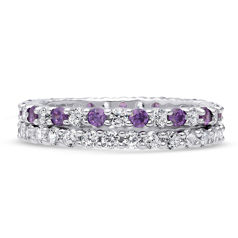 Pave CZ Eternity Ring Set in Sterling Silver