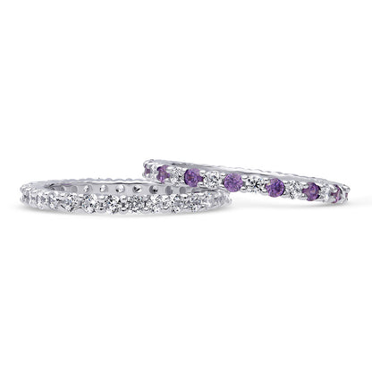Pave CZ Eternity Ring Set in Sterling Silver