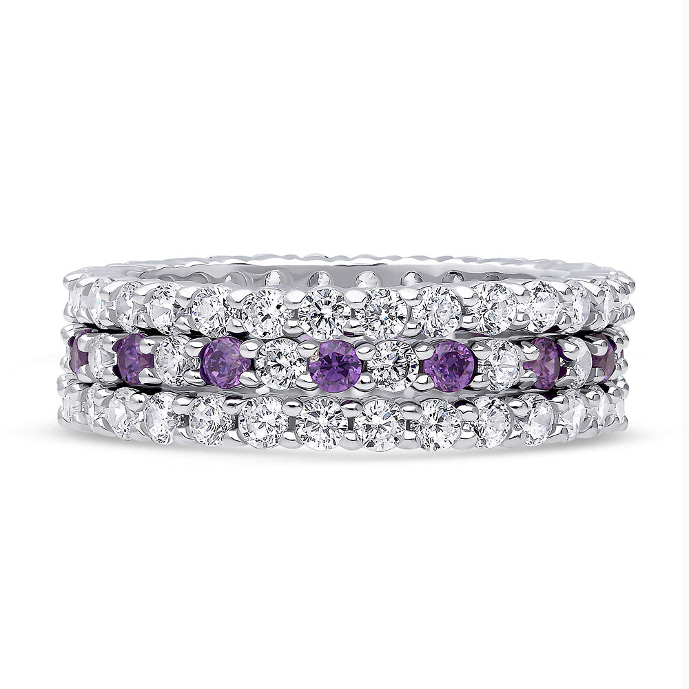 Pave CZ Eternity Ring Set in Sterling Silver