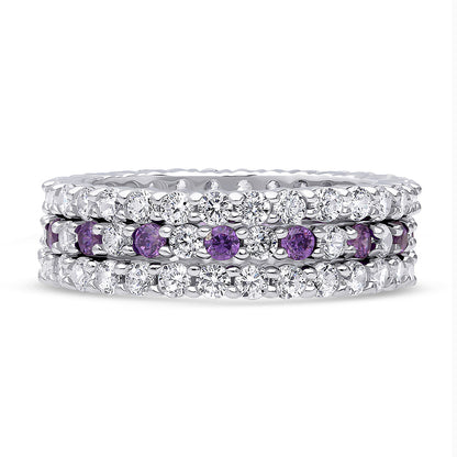 Pave CZ Eternity Ring Set in Sterling Silver