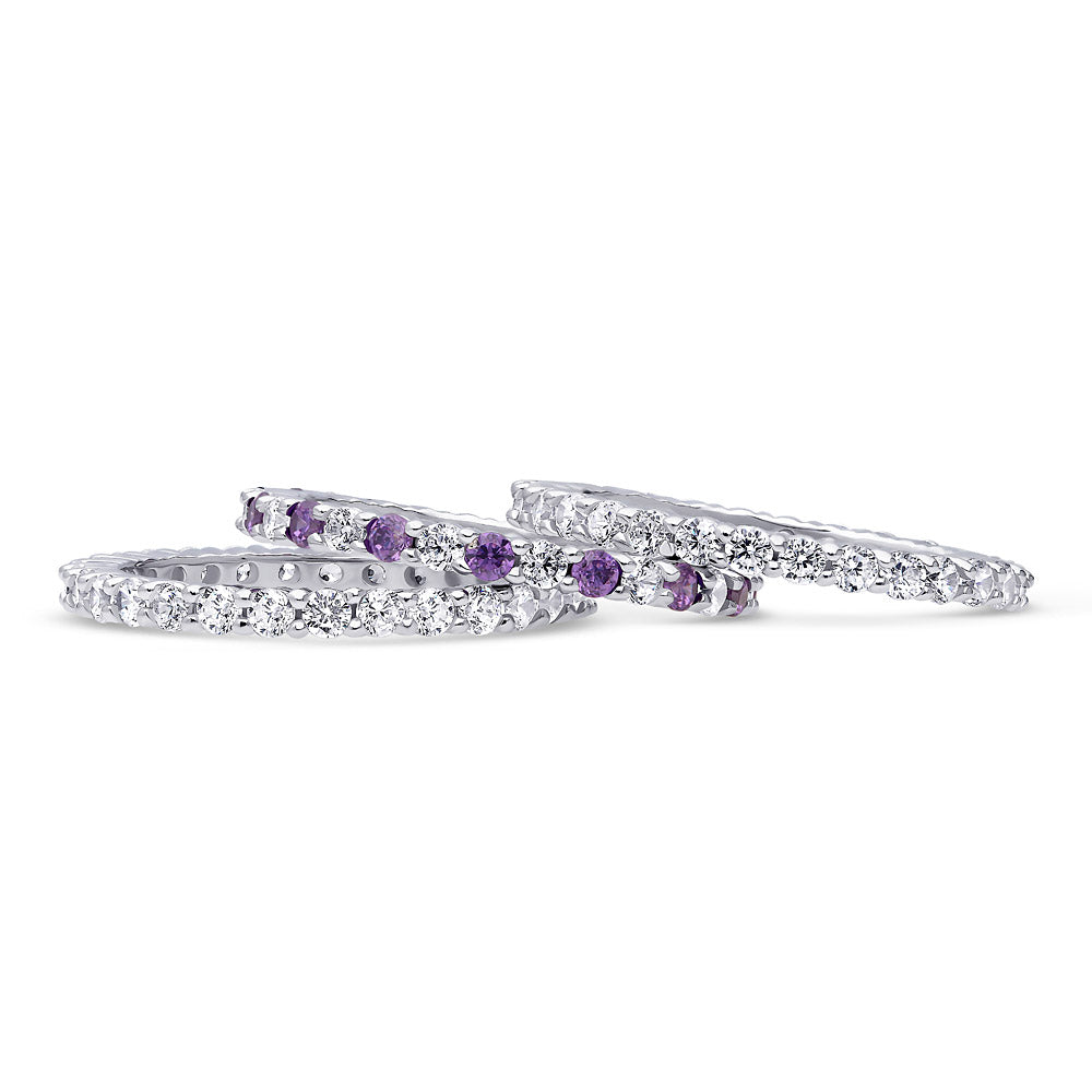 Front view of Pave CZ Eternity Ring Set in Sterling Silver, 4 of 5
