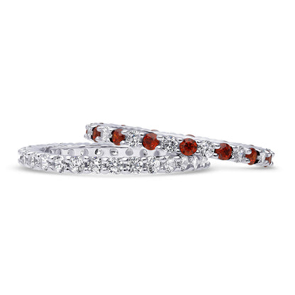 Pave CZ Eternity Ring Set in Sterling Silver