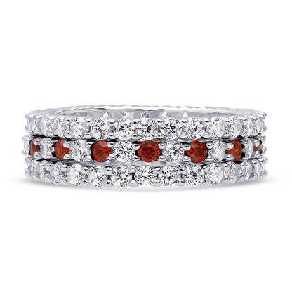 Pave CZ Eternity Ring Set in Sterling Silver