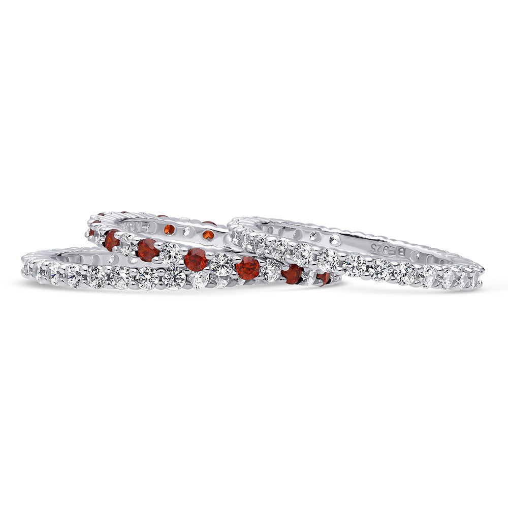 Front view of Pave CZ Eternity Ring Set in Sterling Silver, 4 of 5