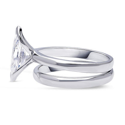 Solitaire 1.6ct Bezel Marquise CZ Ring Set in Sterling Silver