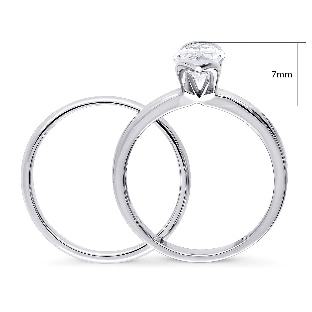 Alternate view of Solitaire 1.6ct Bezel Marquise CZ Ring Set in Sterling Silver, 8 of 9