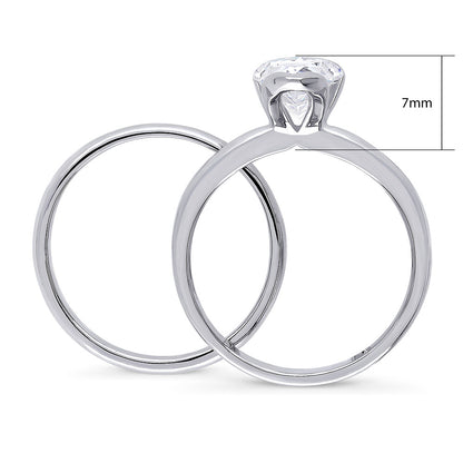 Solitaire 1.8ct Bezel Pear CZ Ring Set in Sterling Silver