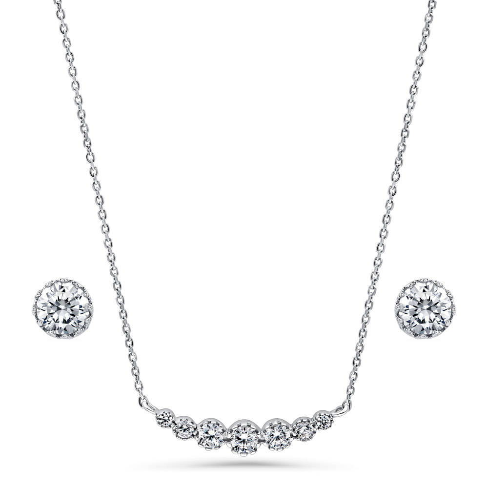 Solitaire Bubble Cartilage Bar 1.6ct CZ Set in Sterling Silver