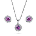 Halo Kaleidoscope CZ Set in Sterling Silver, Purple