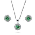 Halo Kaleidoscope CZ Set in Sterling Silver, Green