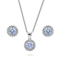 Halo Kaleidoscope CZ Set in Sterling Silver, Greyish Blue