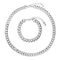 Curb Chain Bracelet and Necklace, 2 Piece, Silver-Tone