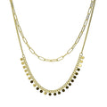 Paperclip Link Chain Necklace, 2 Piece, Yellow Gold Flashed