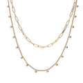 Bead Paperclip Link Chain Necklace, 2 Piece, Rose Gold Flashed