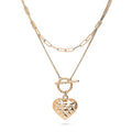 Heart Paperclip Chain Necklace, 2 Piece, Rose Gold Flashed