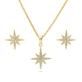 North Star CZ Necklace and Earrings in Sterling Silver, Yellow Gold Flashed