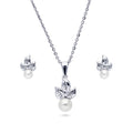 Leaf Imitation Pearl Set in Sterling Silver, Rhodium Plated