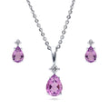 Solitaire Pear Cut Set in Sterling Silver, Purple Color