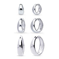 Dome Small Hoop Earrings Set in Sterling Silver 0.6-1 inch, 3-Pairs Style 1