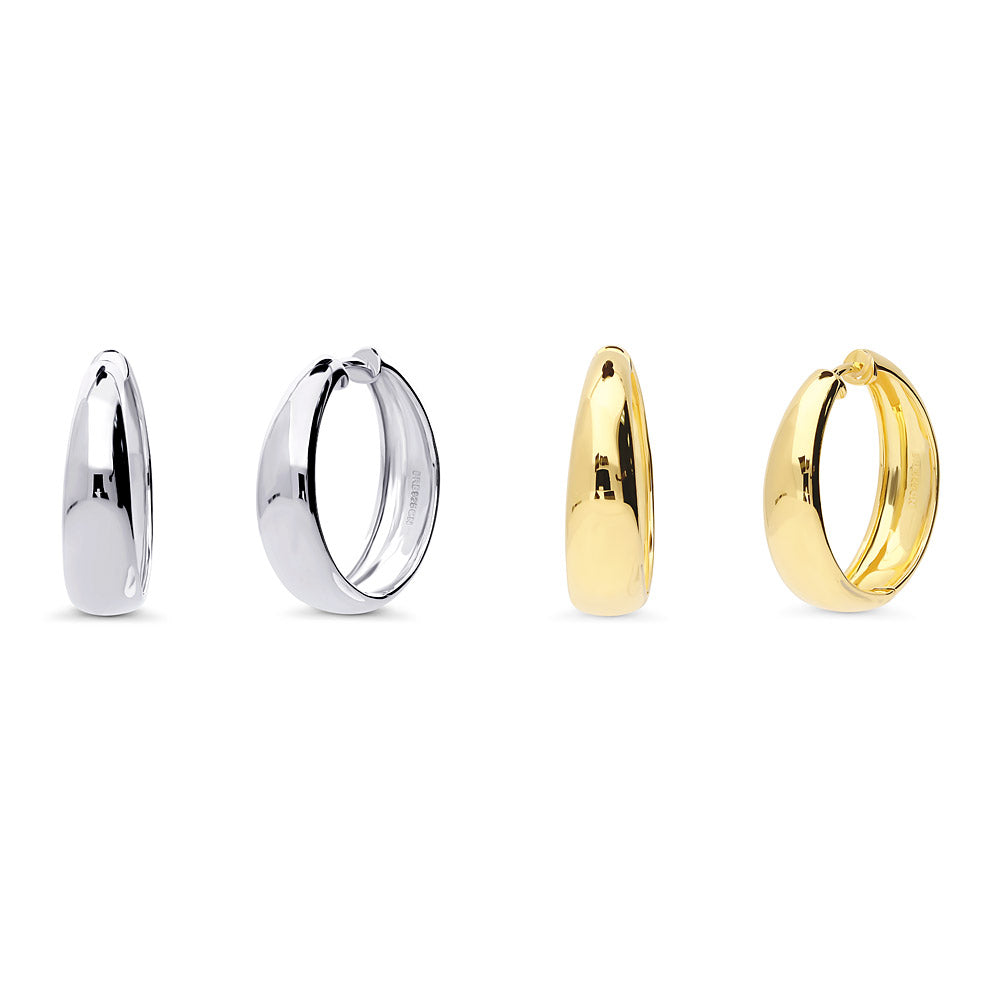 Dome Hoop Earrings in Gold Flashed Sterling Silver 1 inch, 2 Pairs, 1 of 16