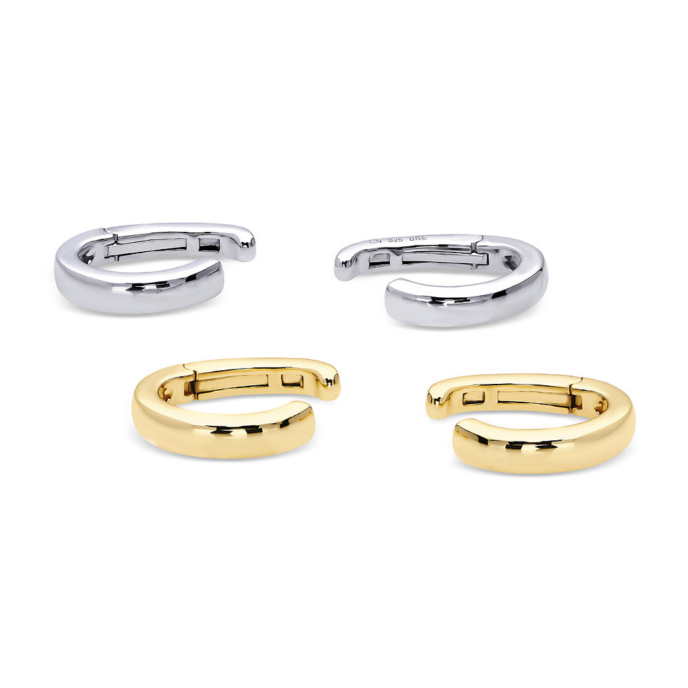 CZ Ear Cuff Cartilage Earrings in Sterling Silver, 2 Pairs, Style 1