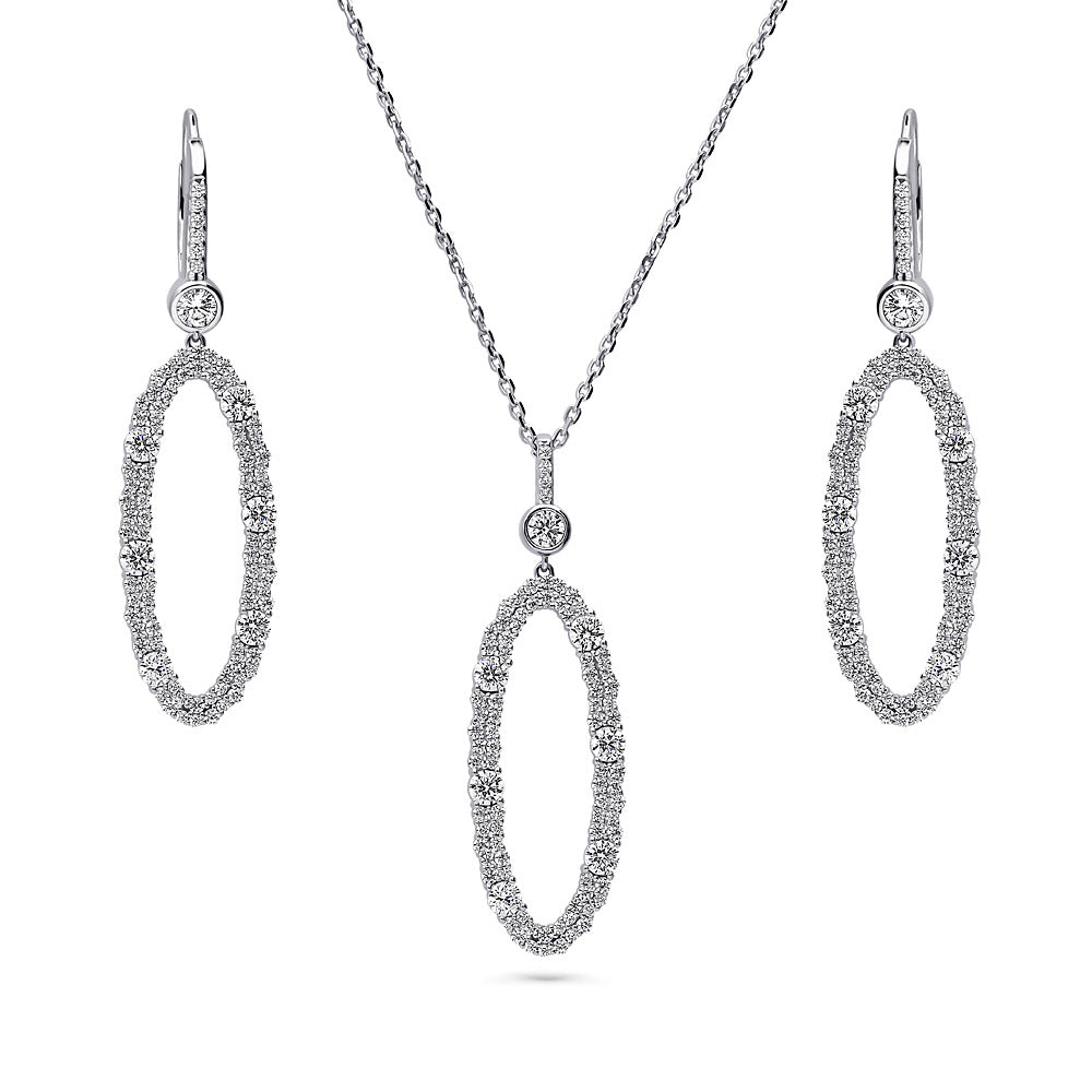 Open Oval Cluster CZ Set in Sterling Silver, 1 of 10
