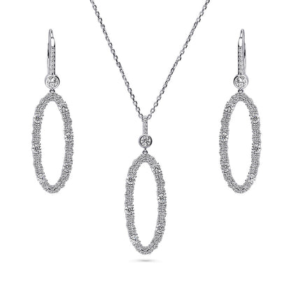 Open Oval Cluster CZ Set in Sterling Silver