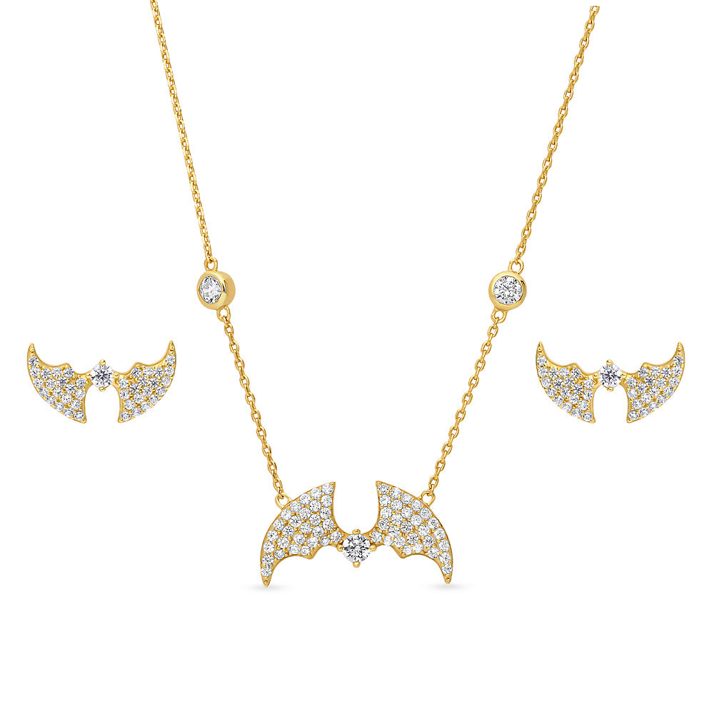Bat CZ Set in Gold Flashed Sterling Silver