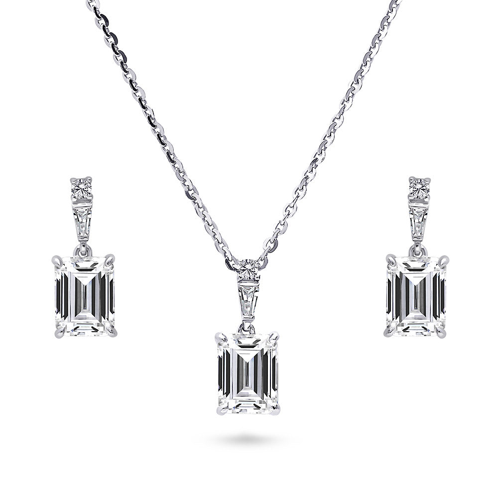 Solitaire Emerald Cut CZ Set in Sterling Silver, 1 of 7