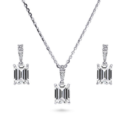 Solitaire 1.7ct/3.4ct Emerald Cut CZ Set in Sterling Silver