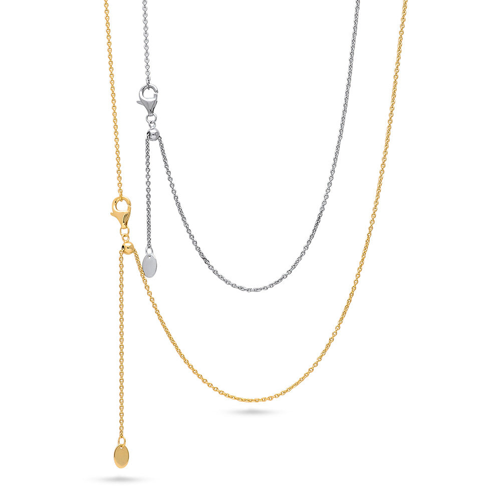 Adjustable Slider Rolo Chain Necklace in Sterling Silver, 2-Piece, 1 of 12