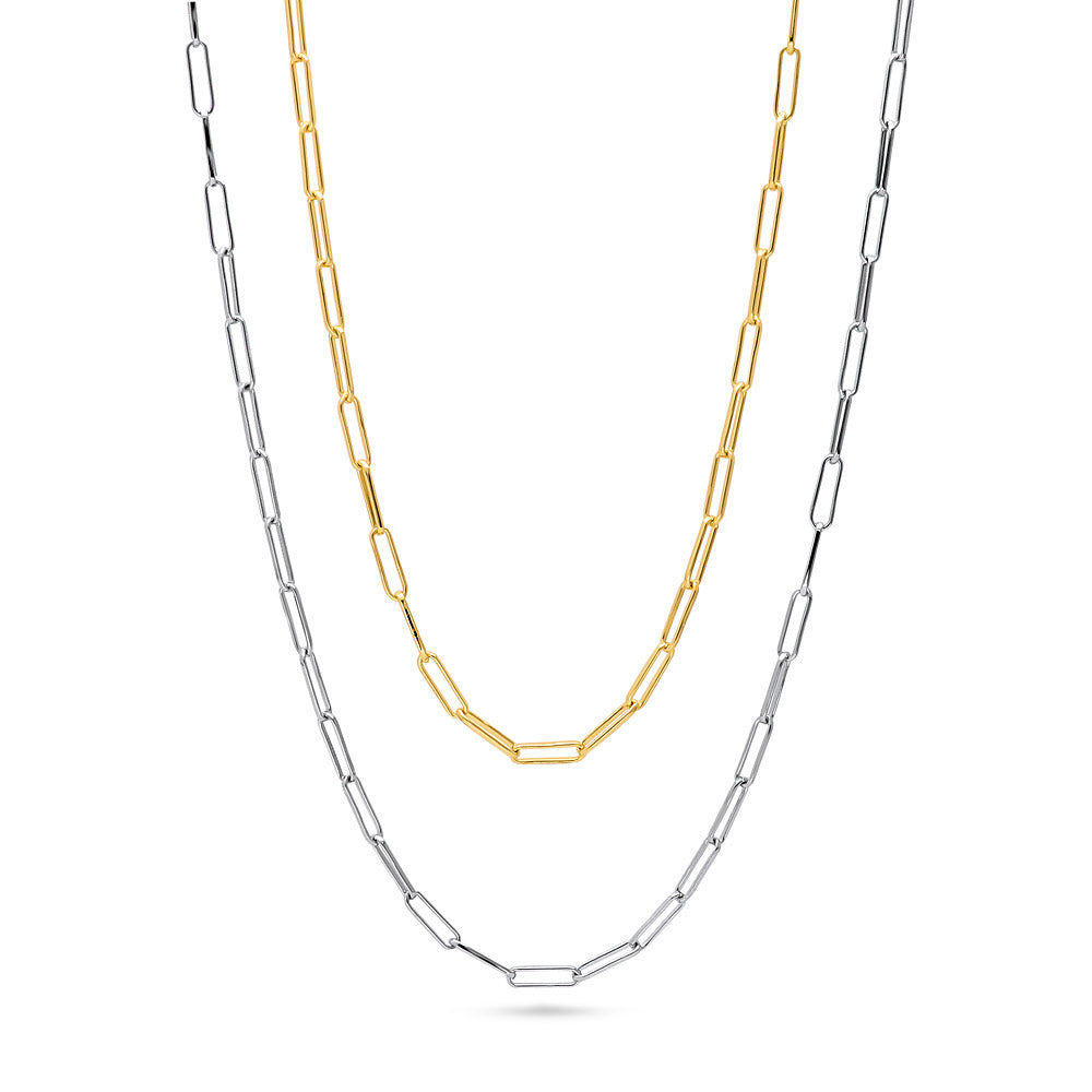 Paperclip Layered Link Chain Necklace Set in Sterling Silver 3mm, 1 of 19