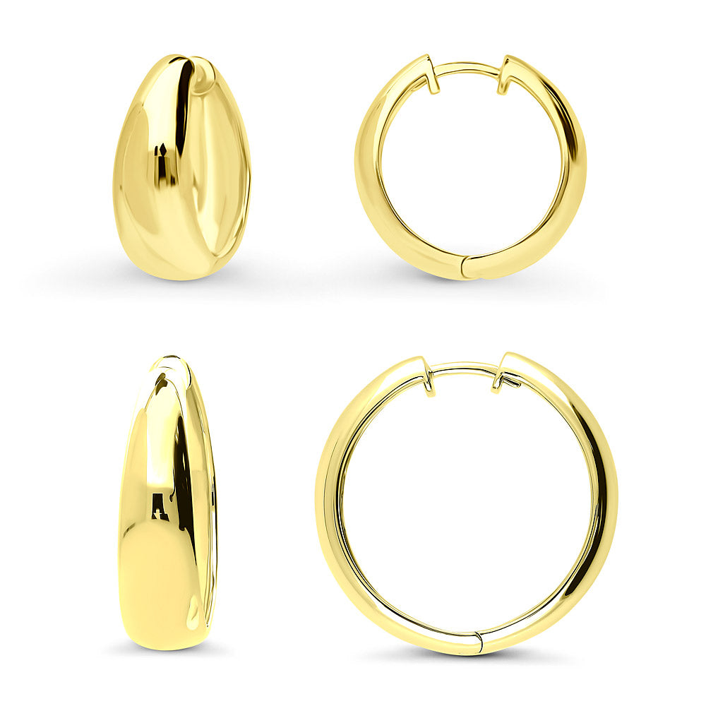 Dome Small Hoop Earrings in Sterling Silver 0.8-1", 2 Pairs