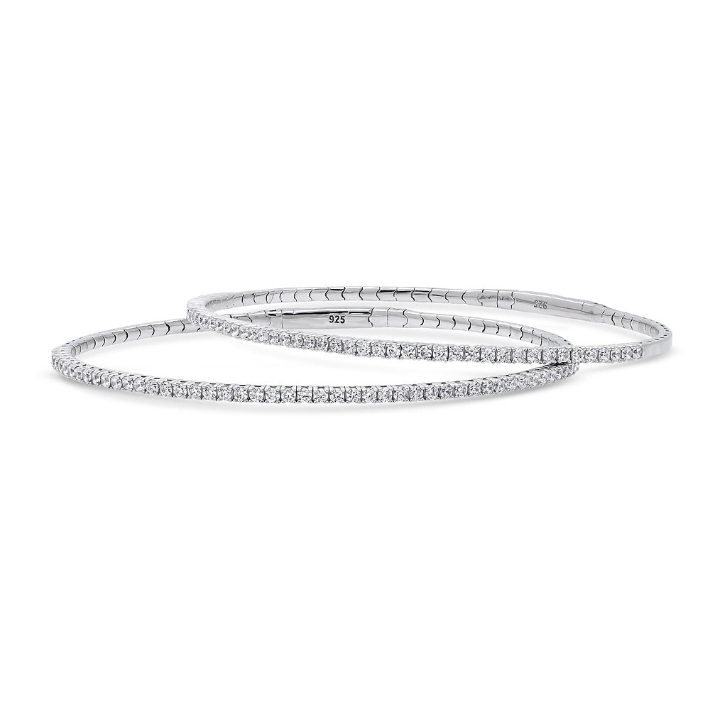 Flexible CZ Bangle Set in Sterling Silver, 1 of 15