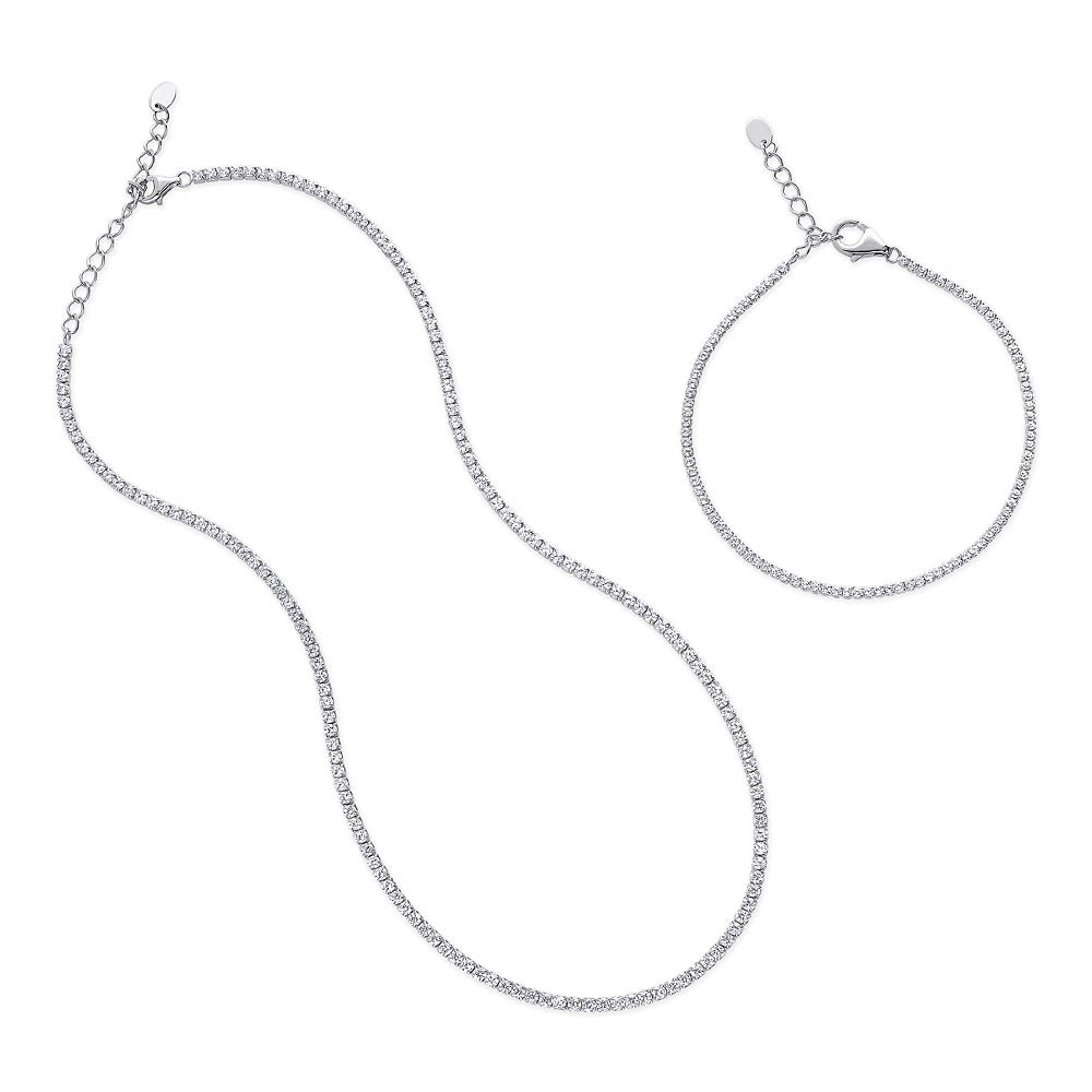 CZ Necklace and Bracelet in Sterling Silver