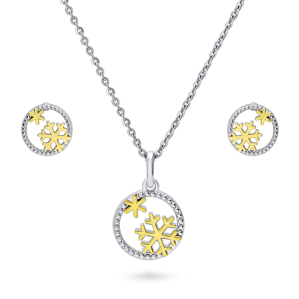 Snowflake Set in Gold Flashed Sterling Silver, 1 of 6