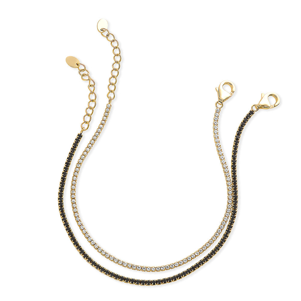 CZ Tennis Bracelet Set in Gold Flashed Sterling Silver, 2-Piece Style 3