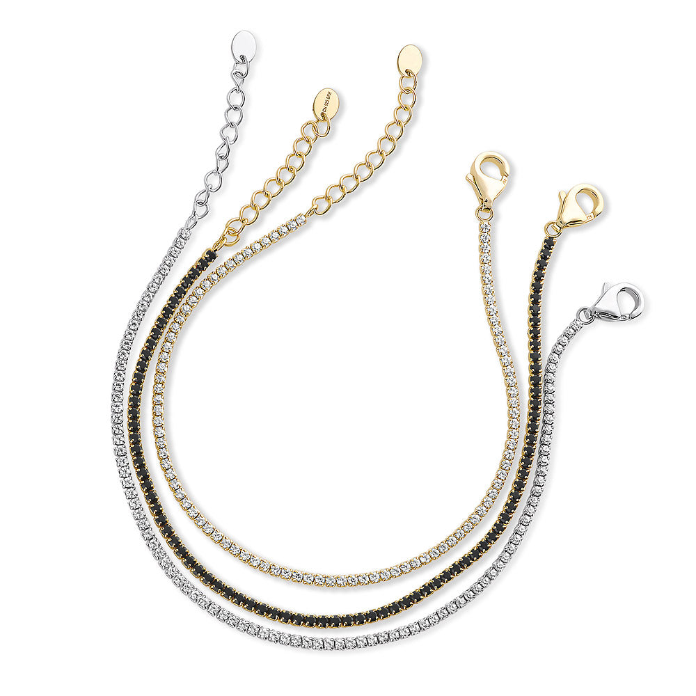 CZ Tennis Bracelet Set in Gold Flashed Sterling Silver