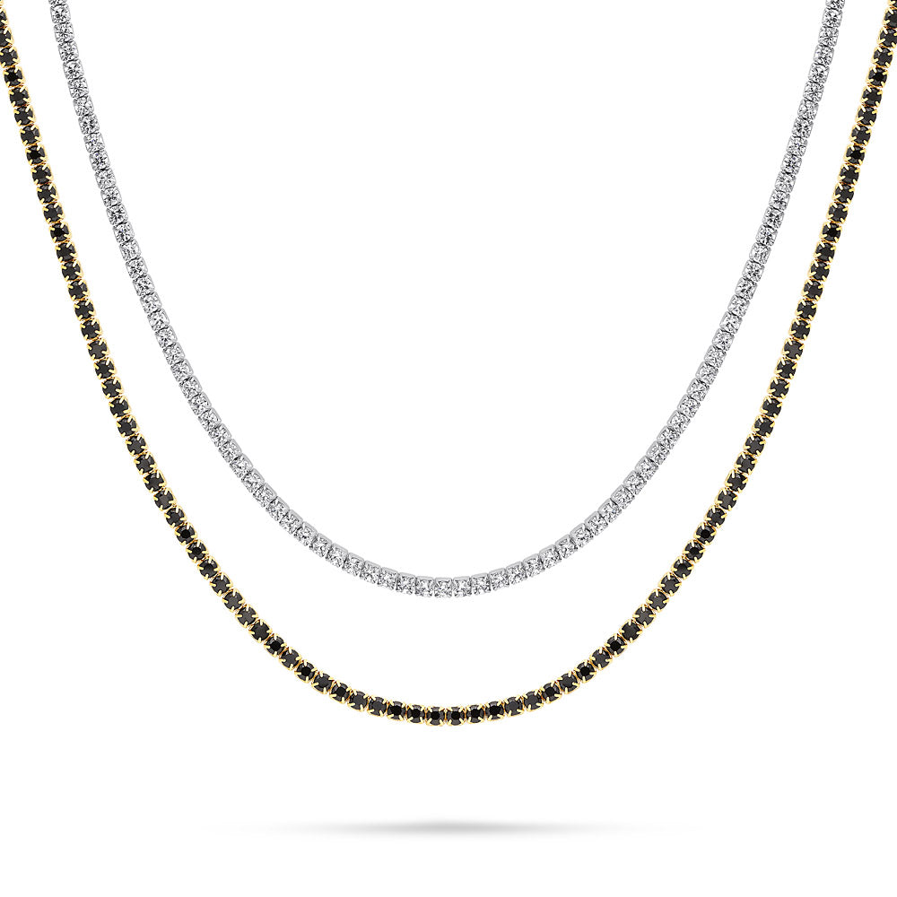 CZ Layered Tennis Choker Set in Gold Flashed Sterling Silver, 2-Piece Style 2