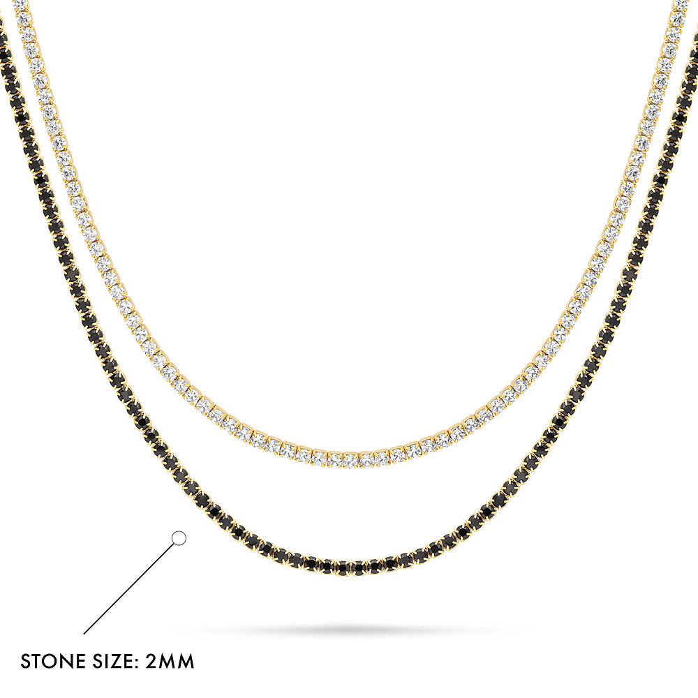 Front view of CZ Layered Tennis Choker Set in Gold Flashed Sterling Silver, 2-Piece Style 4