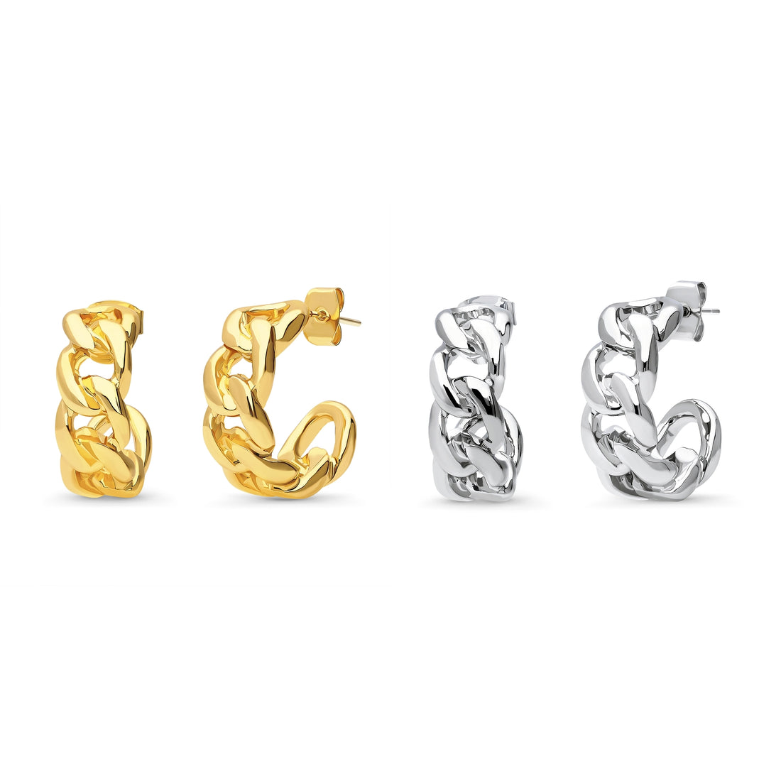 Cable Rope Small Hoop Earrings 0.8", 2 Pairs