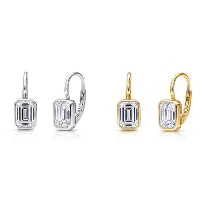 Solitaire CZ Earrings in Gold Flashed Sterling Silver, 2 Pairs