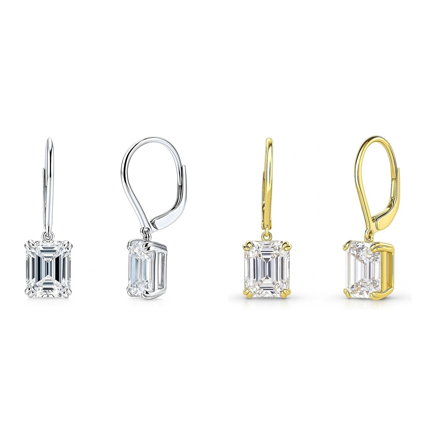 Solitaire CZ Earrings in Gold Flashed Sterling Silver, 2 Pairs, 1 of 14