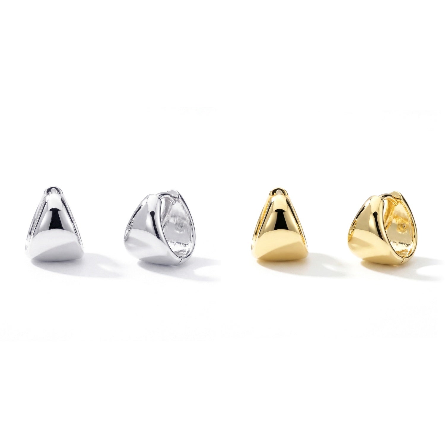 Dome Mini Huggie Earrings Gold Flashed 0.5 inch, 2 Pairs, 1 of 6