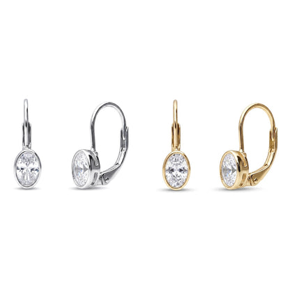 Solitaire CZ Earrings in Gold Flashed Sterling Silver, 2 Pairs