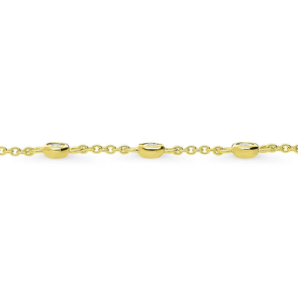 Front view of Station CZ Station Anklet in Gold Flashed Sterling Silver, 2 of 4