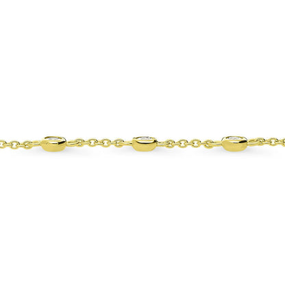 Station CZ Station Anklet in Gold Flashed Sterling Silver