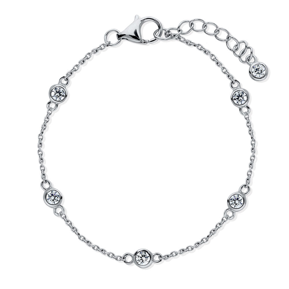 CZ by the Yard Station Anklet in Sterling Silver, 1 of 2