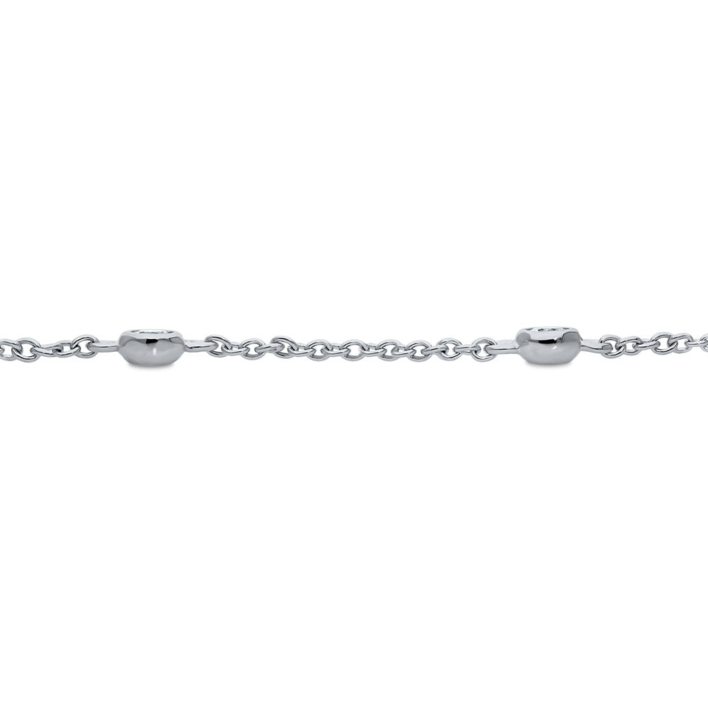 Front view of CZ by the Yard Station Anklet in Sterling Silver, 2 of 2